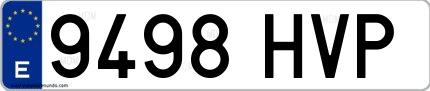 Ejemplo de matrícula española 9498 HVP