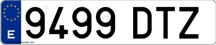 Ejemplo de matrícula española 9499 DTZ