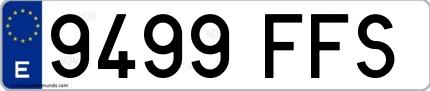 Ejemplo de matrícula española 9499 FFS