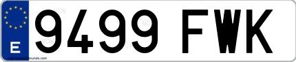 Ejemplo de matrícula española 9499 FWK