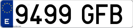Ejemplo de matrícula de coche ordinaria 9499 GFB