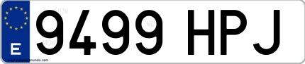 Ejemplo de matrícula española 9499 HPJ