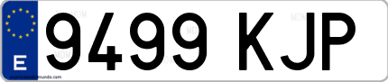 Ejemplo de matrícula de coche ordinaria 9499 KJP