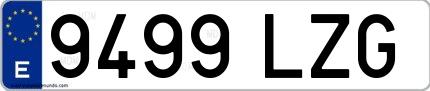 Ejemplo de matrícula española 9499 LZG