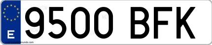 Ejemplo de matrícula española 9500 BFK