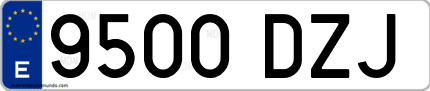 Ejemplo de matrícula de coche ordinaria 9500 DZJ