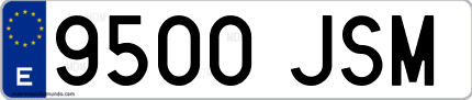 Ejemplo de matrícula de coche ordinaria 9500 JSM
