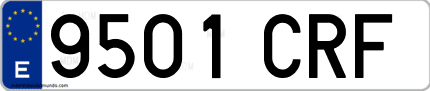 Ejemplo de matrícula de coche ordinaria 9501 CRF