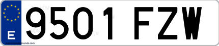 Ejemplo de matrícula de coche ordinaria 9501 FZW