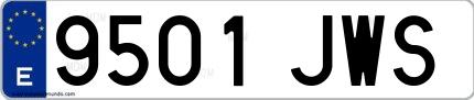 Ejemplo de matrícula española 9501 JWS