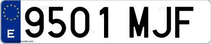 Ejemplo de matrícula española 9501 MJF
