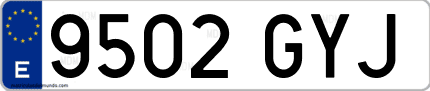 Ejemplo de matrícula de coche ordinaria 9502 GYJ