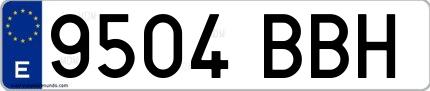 Ejemplo de matrícula española 9504 BBH