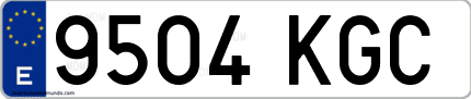 Ejemplo de matrícula de coche ordinaria 9504 KGC