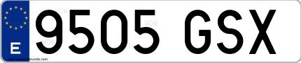 Ejemplo de matrícula española 9505 GSX