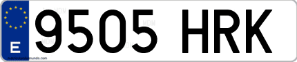 Ejemplo de matrícula de coche ordinaria 9505 HRK
