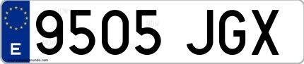 Ejemplo de matrícula española 9505 JGX