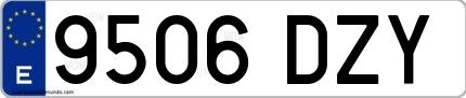 Ejemplo de matrícula española 9506 DZY