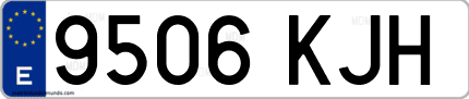 Ejemplo de matrícula de coche ordinaria 9506 KJH