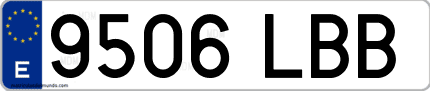 Ejemplo de matrícula de coche ordinaria 9506 LBB