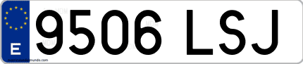 Ejemplo de matrícula de coche ordinaria 9506 LSJ