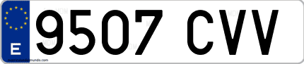 Ejemplo de matrícula de coche ordinaria 9507 CVV