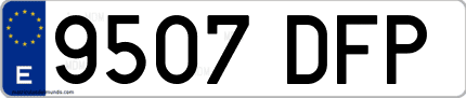 Ejemplo de matrícula de coche ordinaria 9507 DFP
