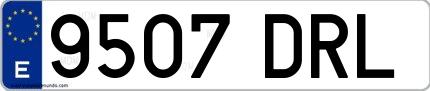 Ejemplo de matrícula española 9507 DRL