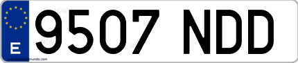 Ejemplo de matrícula de coche ordinaria 9507 NDD