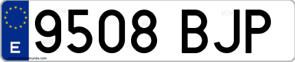 Ejemplo de matrícula de coche ordinaria 9508 BJP