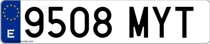 Ejemplo de matrícula española 9508 MYT