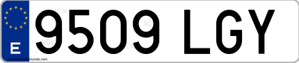 Ejemplo de matrícula de coche ordinaria 9509 LGY