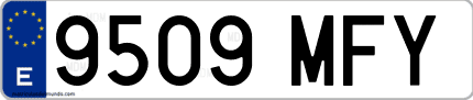 Ejemplo de matrícula de coche ordinaria 9509 MFY