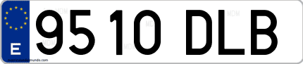 Ejemplo de matrícula de coche ordinaria 9510 DLB