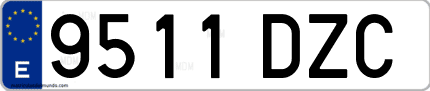 Ejemplo de matrícula de coche ordinaria 9511 DZC