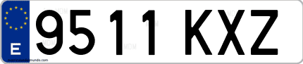 Ejemplo de matrícula de coche ordinaria 9511 KXZ