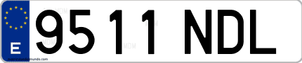 Ejemplo de matrícula de coche ordinaria 9511 NDL