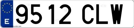 Ejemplo de matrícula española 9512 CLW