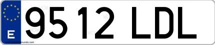 Ejemplo de matrícula española 9512 LDL