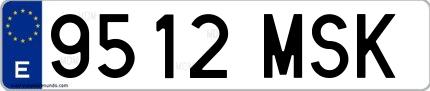 Ejemplo de matrícula española 9512 MSK