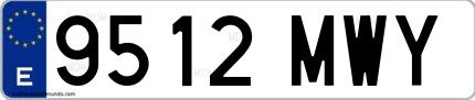 Ejemplo de matrícula española 9512 MWY