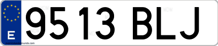 Ejemplo de matrícula de coche ordinaria 9513 BLJ