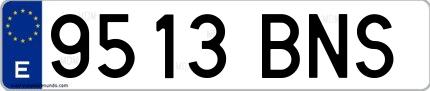Ejemplo de matrícula española 9513 BNS