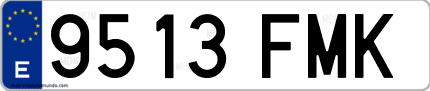 Ejemplo de matrícula de coche ordinaria 9513 FMK