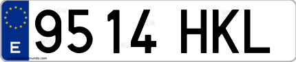 Ejemplo de matrícula de coche ordinaria 9514 HKL