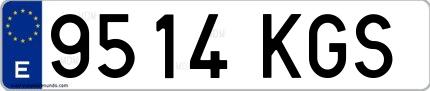 Ejemplo de matrícula española 9514 KGS