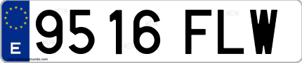 Ejemplo de matrícula de coche ordinaria 9516 FLW