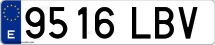 Ejemplo de matrícula española 9516 LBV