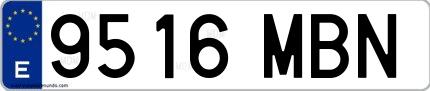 Ejemplo de matrícula española 9516 MBN