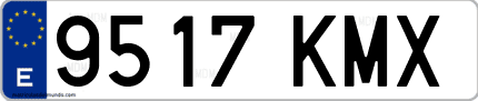 Ejemplo de matrícula de coche ordinaria 9517 KMX